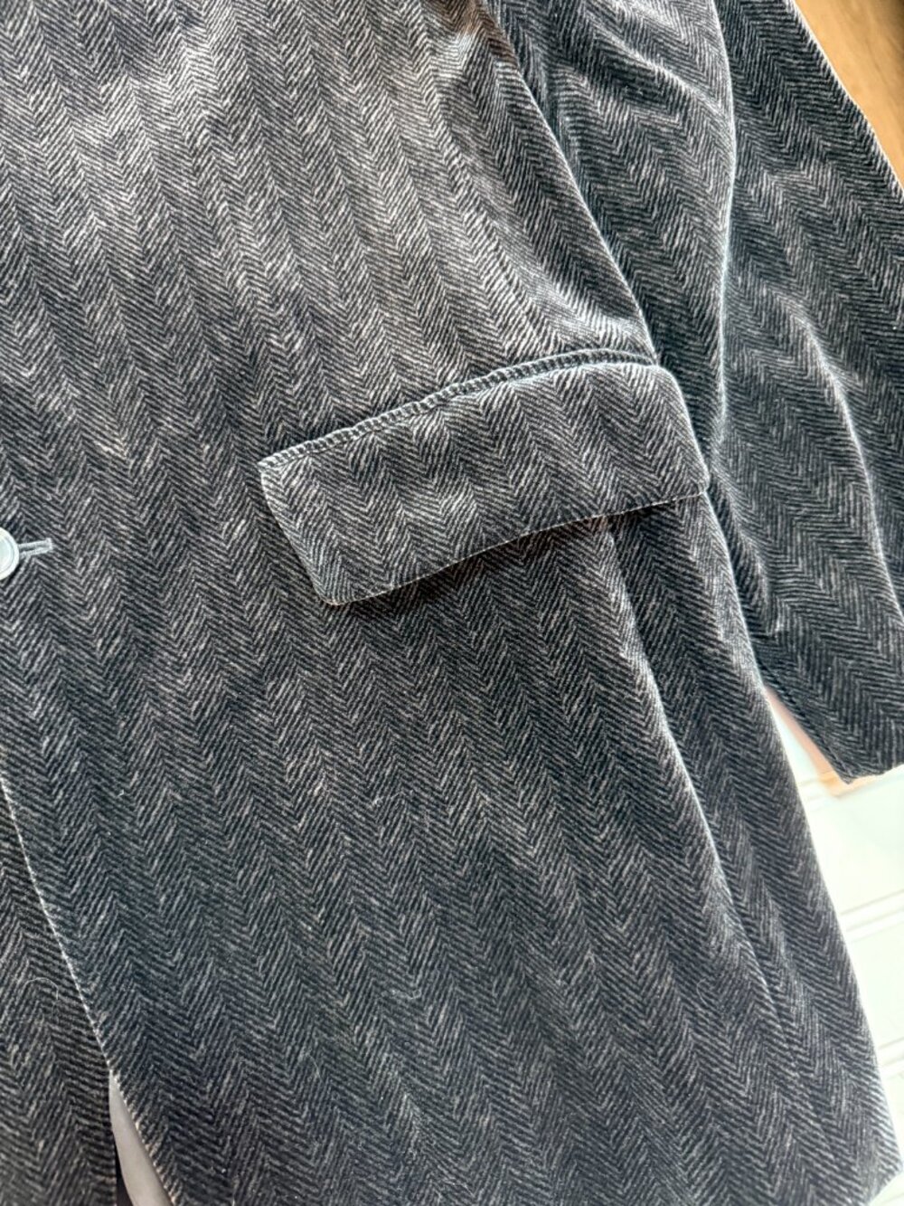 John W. Nordstrom Black Velvet Herringbone Sport Coat Blazer 40L - Picture 6 of 12